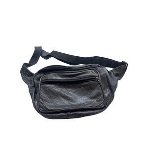 Fanny Pack Belt Bag Waist Bumbag Preowned Black Leather